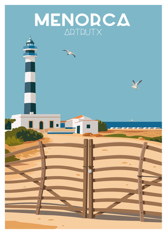 Póster y láminas neovintage Faro de Artrutx - Menorca