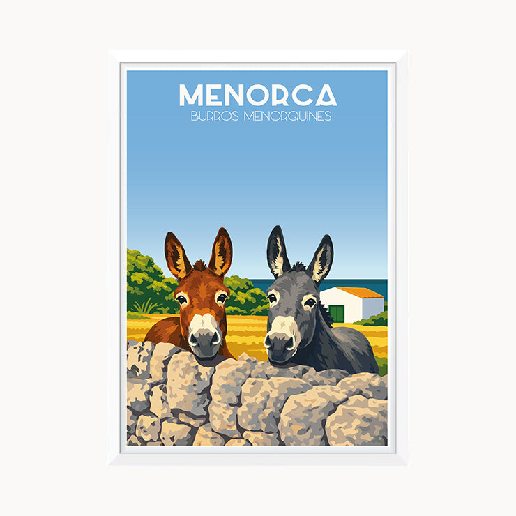 Póster burros en Menorca