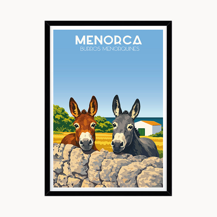 Póster burros en Menorca
