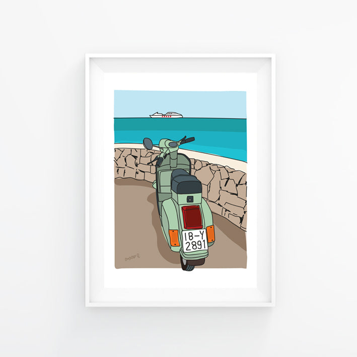 Print of a ferry passing by