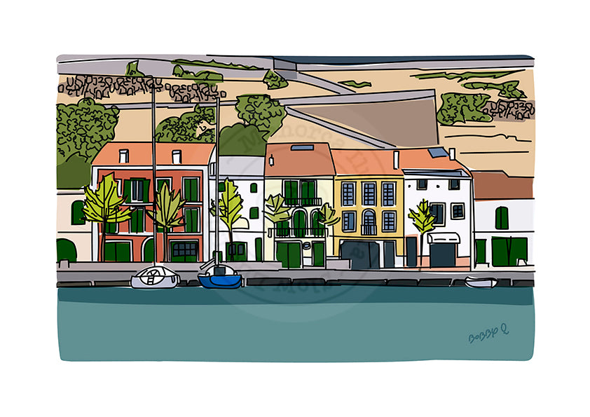 Lámina Casas puerto de Mahón