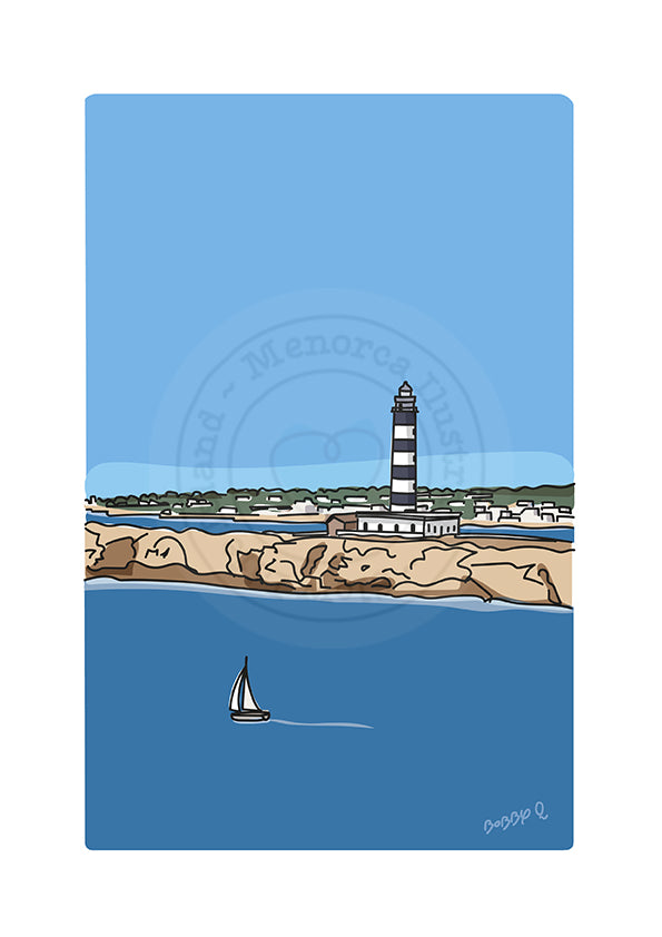Reproduction du phare et du voilier d'Isla del Aire