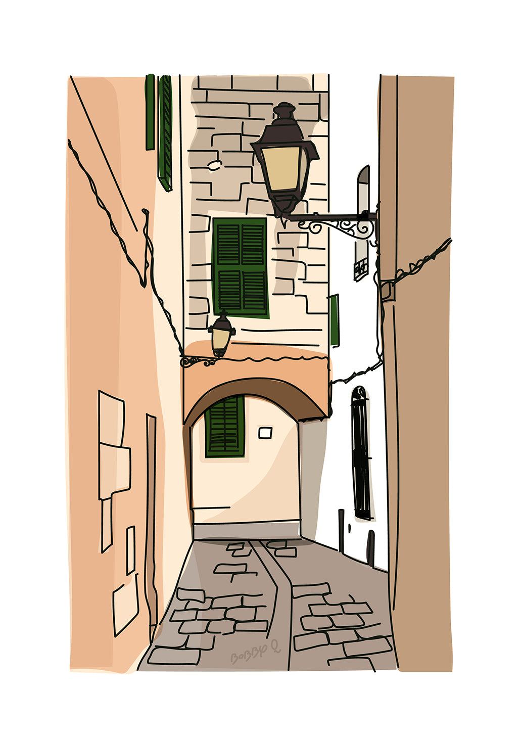 Print of the old town passage of Ciutadella